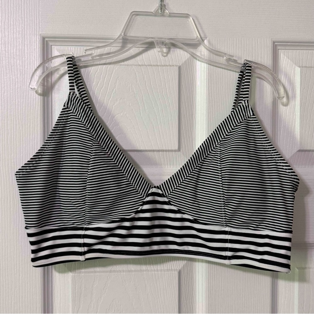Striped Black and White Bralette Swim Top